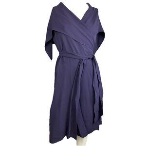M 100% Silk Morgane Le Fay Wrap Dress w Bustle Blue